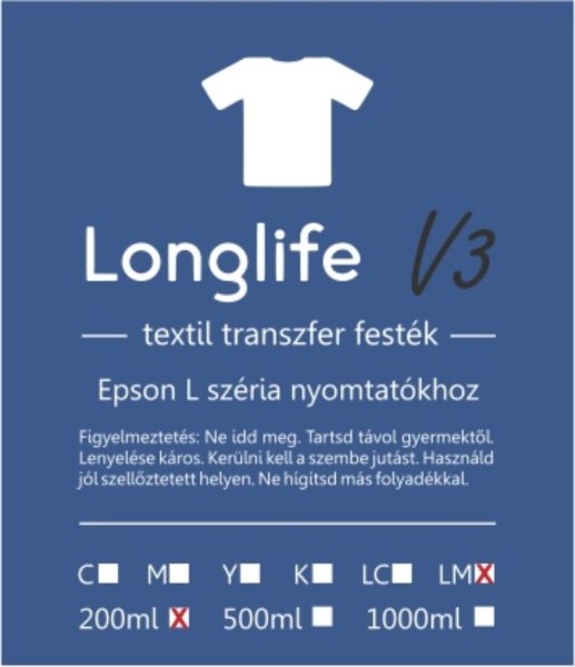 SD Longlife V3 textil transzfer festék 200ml - Világos magenta - kifutó termék