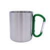 Sublimation metal mug with green carabiner