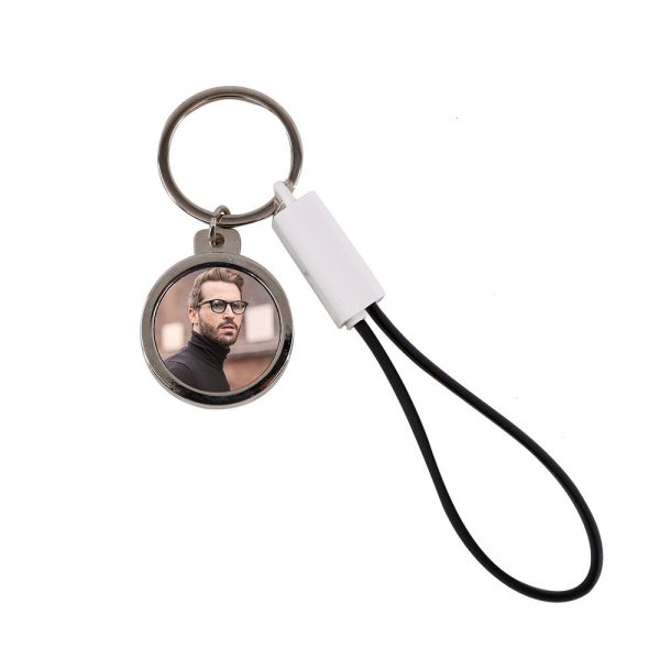 Sublimation keychain with USB C cable and bottle opener black PVC
