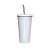 Sublimation stainless steel straw cup 450ml rainbow sparkle
