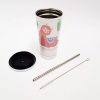 Sublimation stainless steel straw cup 450ml rainbow sparkle