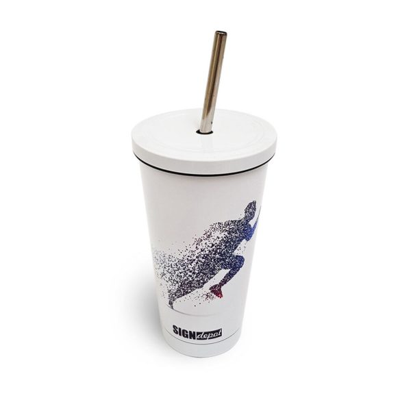Sublimation stainless steel straw cup 450ml white glossy