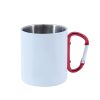 Sublimation white carabiner metal mug with red handle