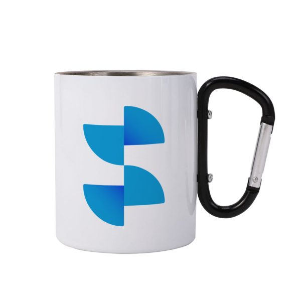 Sublimation white carabiner metal mug with black handle