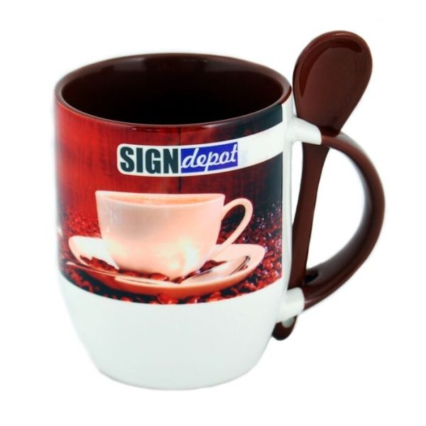 Sublimation color mug with spoon ORCA Brown