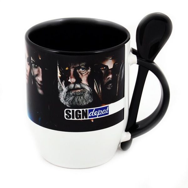 Sublimation color mug with spoon ORCA Black