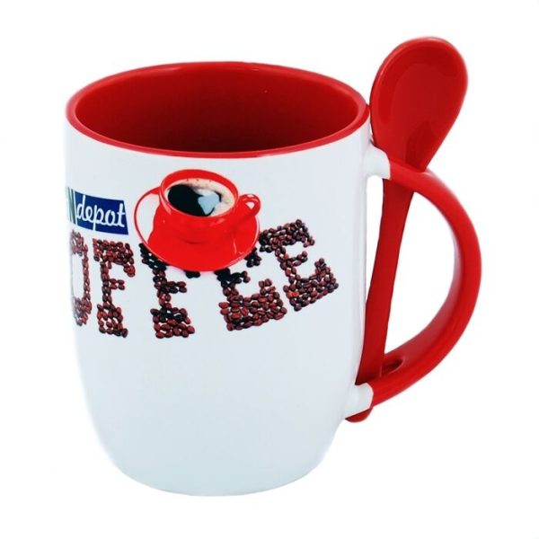 Sublimation color mug with spoon ORCA Red