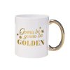 Sublimation white mug with golden handle