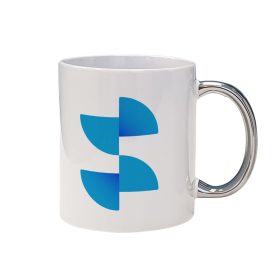 Sublimation white mug with silver handle