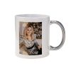 Sublimation white mug with silver handle