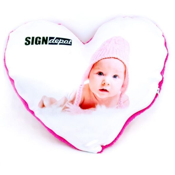 Szublimációs plüss szív párna 28x28 cm - pink – kifutó termék