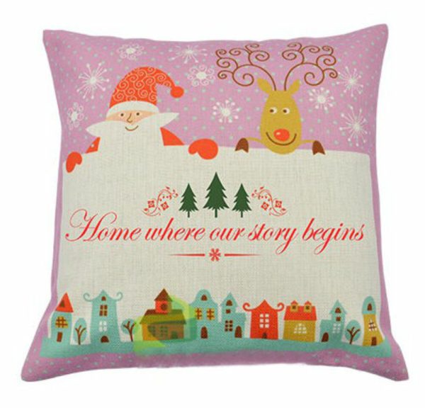 Sublimation linen Christmas pillowcase Pink