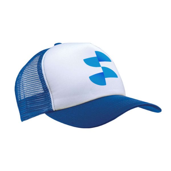 Szublimációs Trucker baseball sapka - fehér / királykék