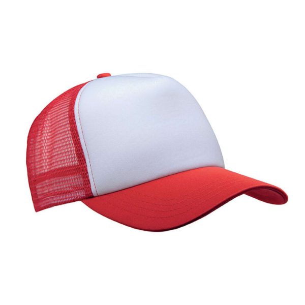 Szublimációs Trucker baseball sapka - fehér / piros
