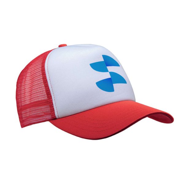 Szublimációs Trucker baseball sapka - fehér / piros