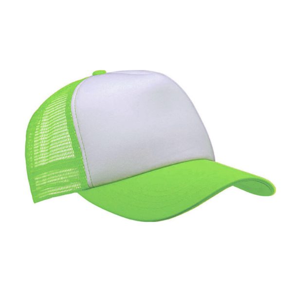 Szublimációs Trucker baseball sapka - fehér / neon zöld
