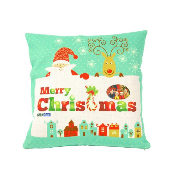 Sublimation linen Christmas pillowcase Green