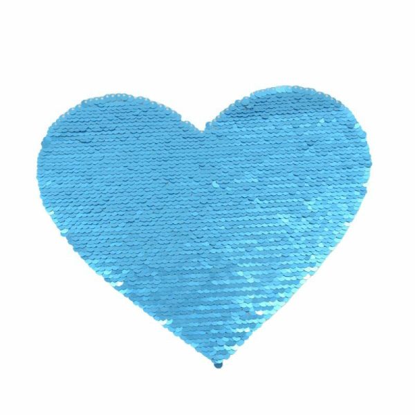 Sublimation iron on stroking sequin shape heart blue