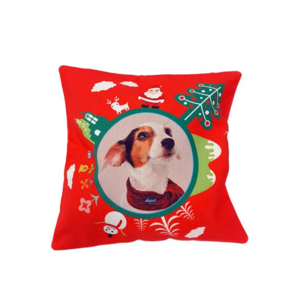 Sublimation linen Christmas pillowcase red