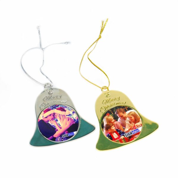 Sublimation Christmas tree decoration bell gold silver