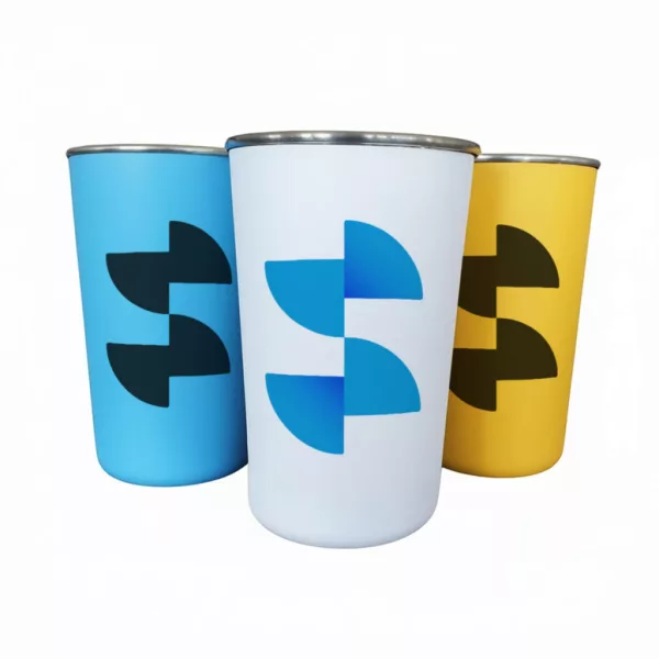 Sublimation cup with plastic wrap